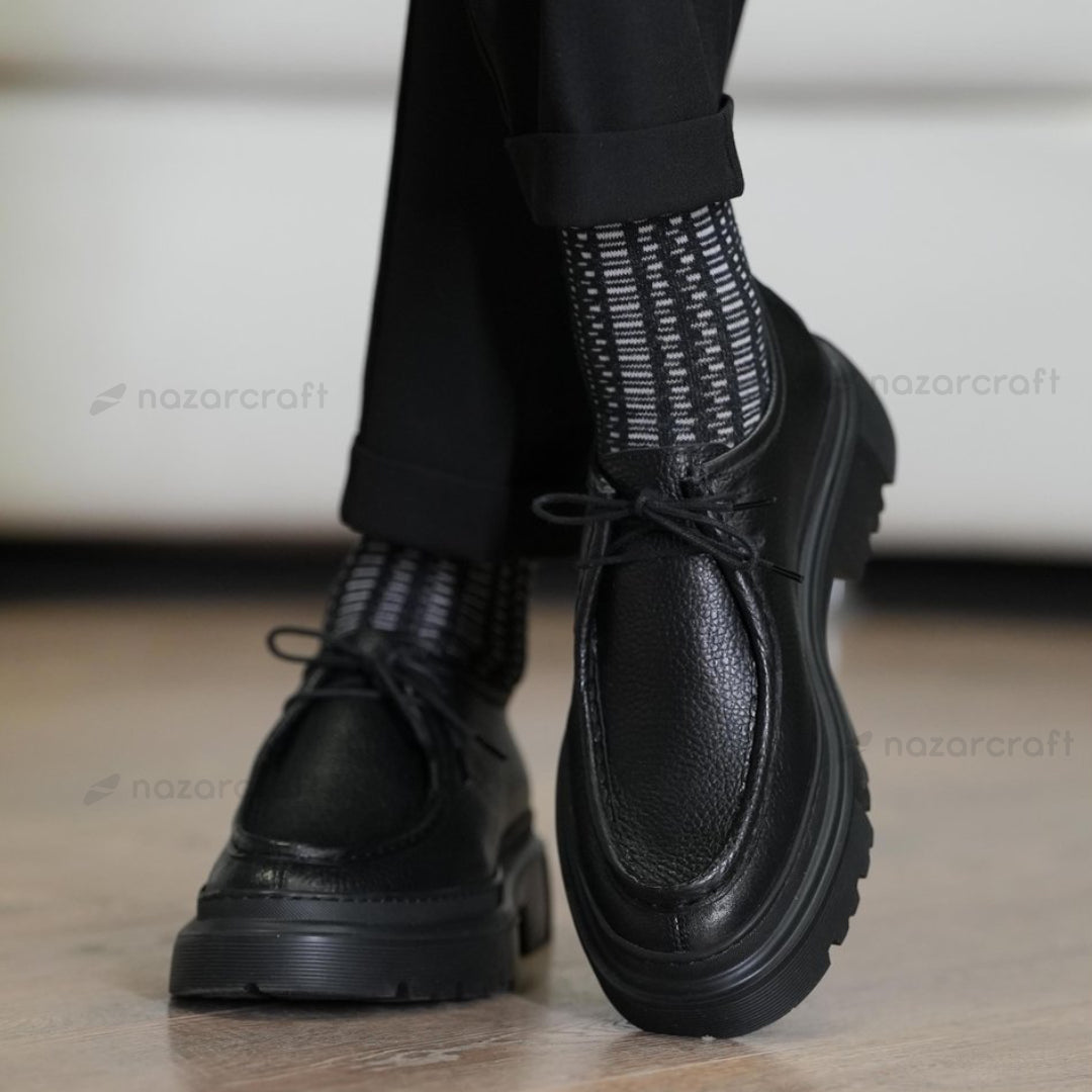 Chunky Derbies en Cuir Grainé avec Semelle en EVA