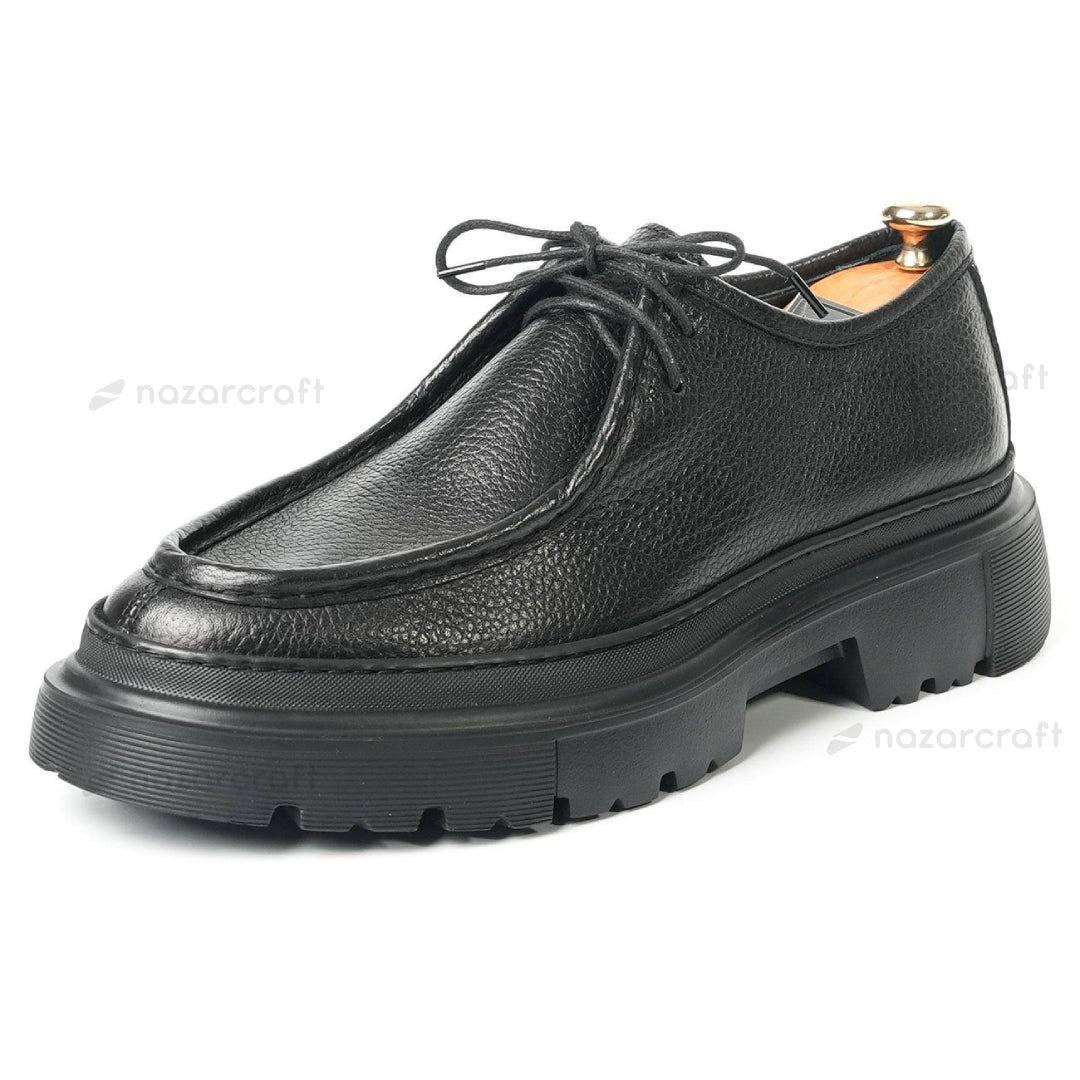Chunky Derbies en Cuir Grainé avec Semelle en EVA