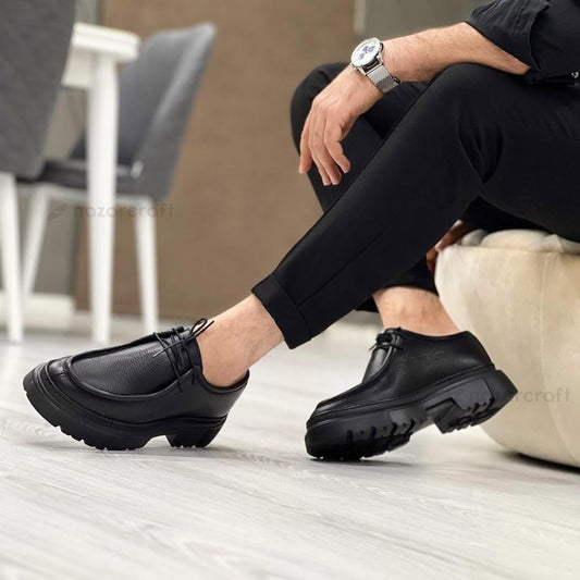 Chunky Derbies en Cuir Grainé avec Semelle en EVA