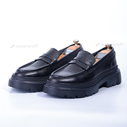 Chunky Moccasins en Cuir Grainé avec Semelle en Eva