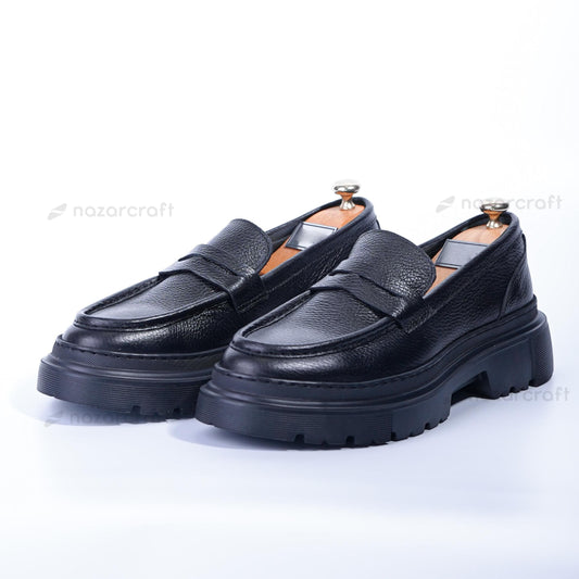 Chunky Moccasins en Cuir Grainé avec Semelle en Eva