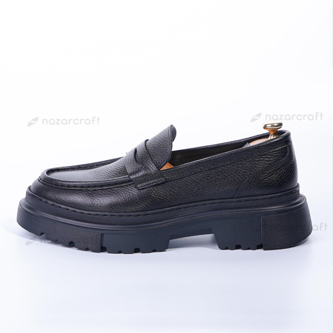 Chunky Moccasins en Cuir Grainé avec Semelle en Eva