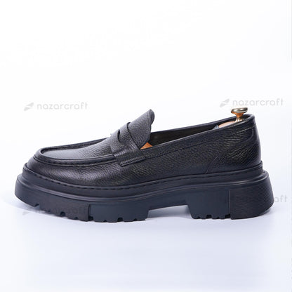Chunky Moccasins en Cuir Grainé avec Semelle en Eva