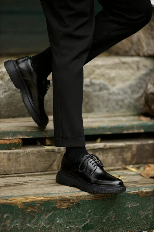 Lacets Derby en Veau Noir Épais