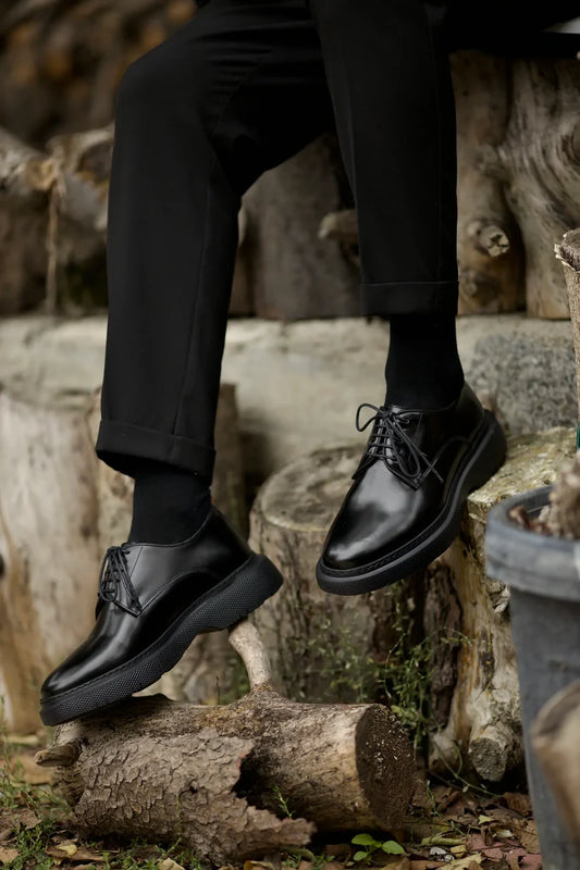Lacets Derby en Veau Noir Épais