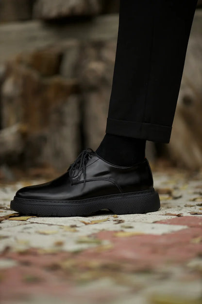 Lacets Derby en Veau Noir Épais