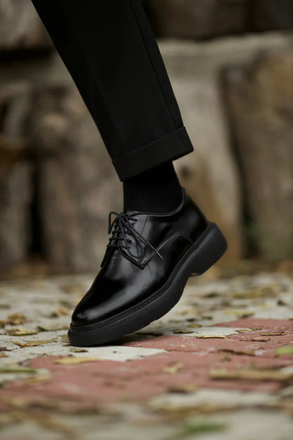 Lacets Derby en Veau Noir Épais