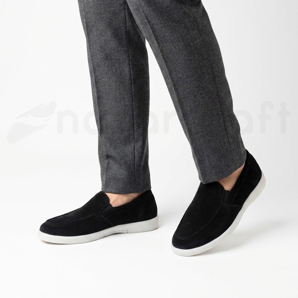 NazarCraft Noble Mocassin Loafers Summer Walk en Daim Beige Noir et Marron Tan Suédé