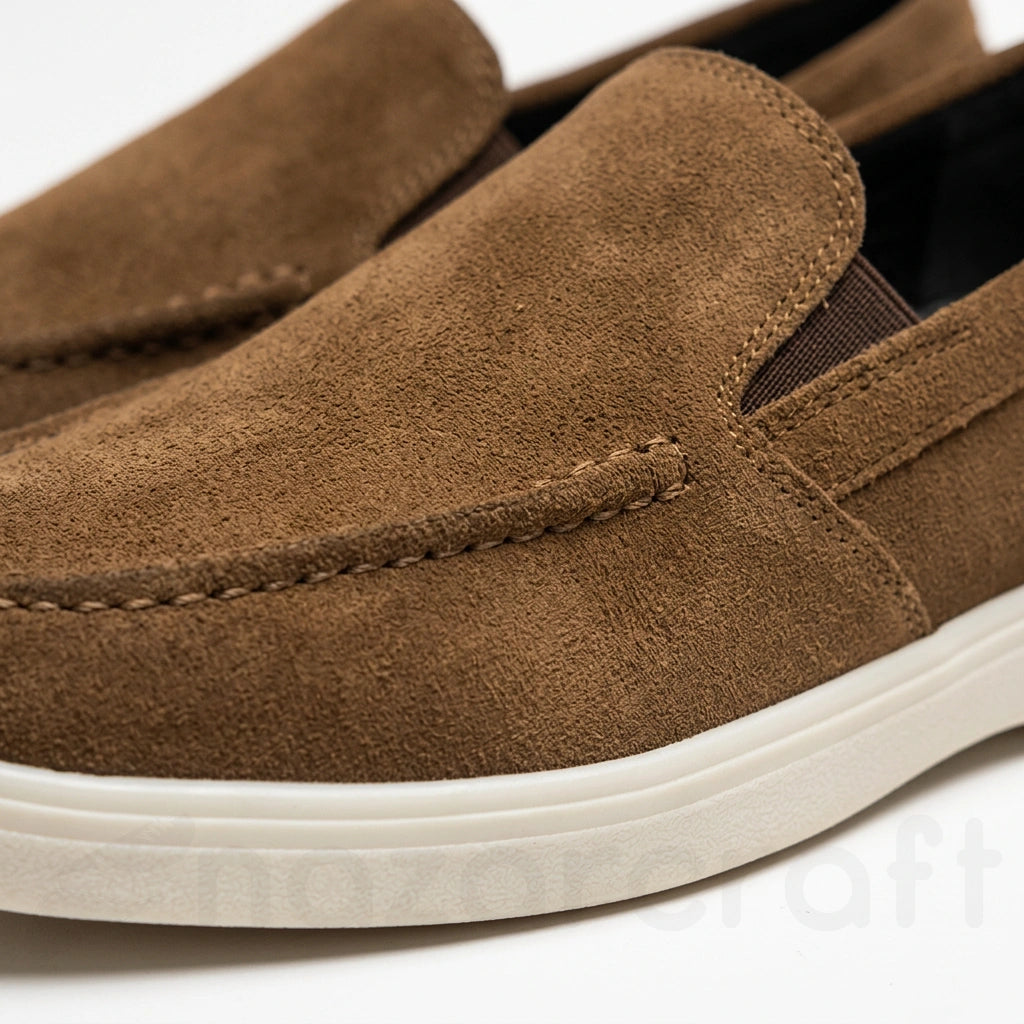 NazarCraft Noble Mocassin Loafers Summer Walk en Daim Beige Noir et Marron Tan Suédé