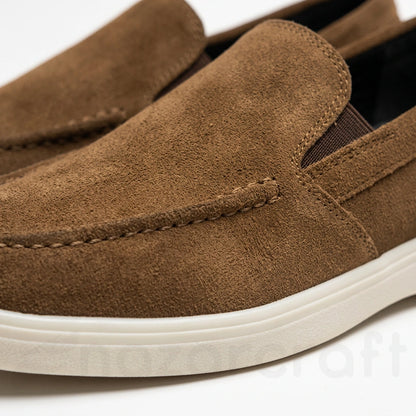 NazarCraft Noble Mocassin Loafers Summer Walk en Daim Beige Noir et Marron Tan Suédé