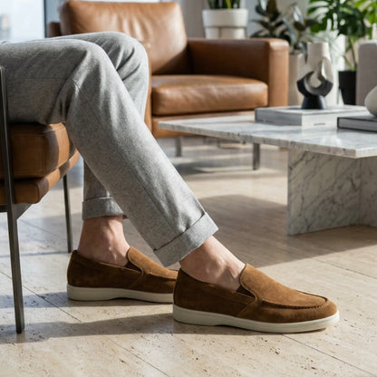 NazarCraft Noble Mocassin Loafers Summer Walk en Daim Beige Noir et Marron Tan Suédé