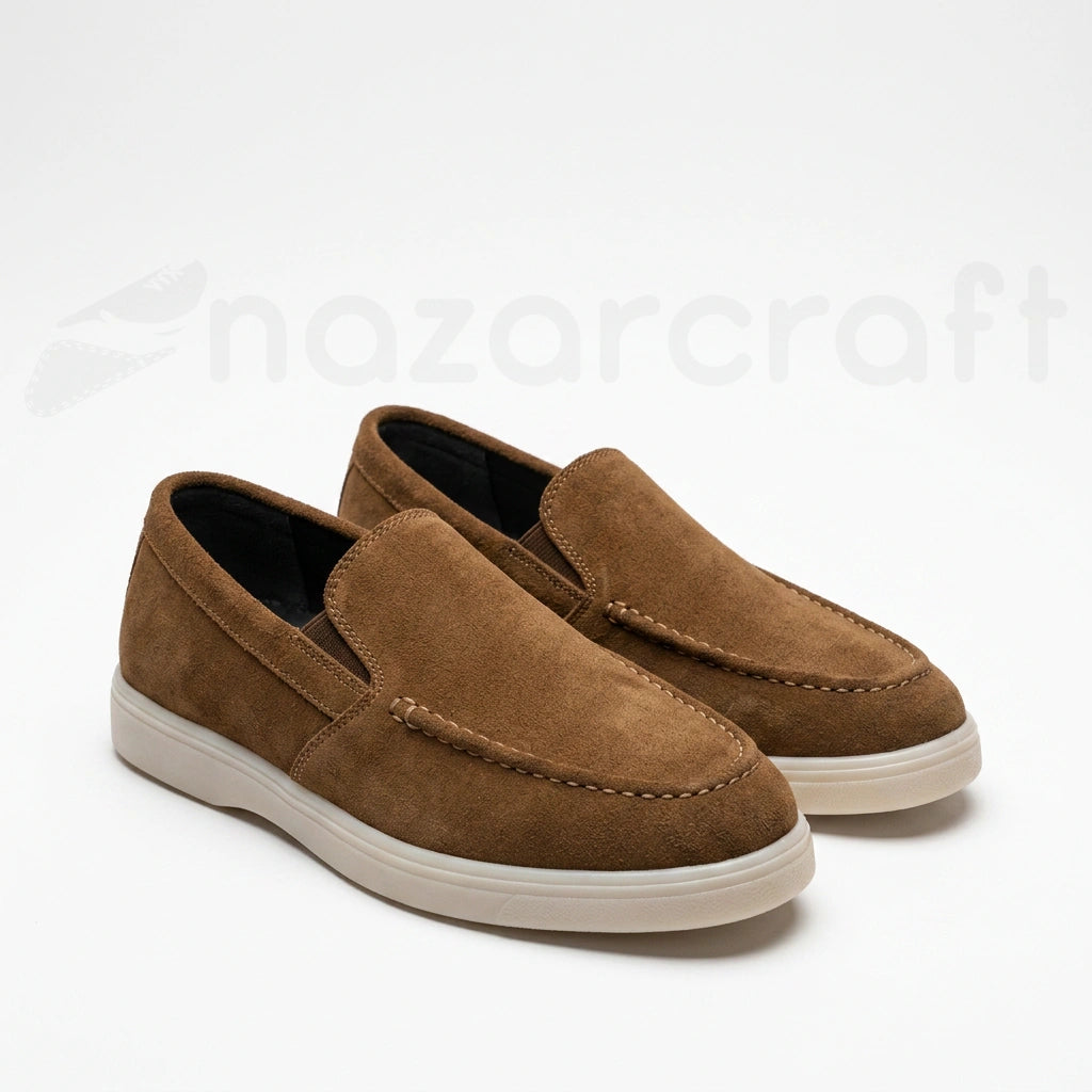 NazarCraft Noble Mocassin Loafers Summer Walk en Daim Beige Noir et Marron Tan Suédé