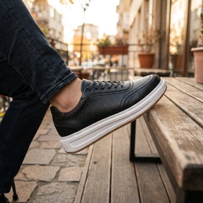 NazarCraft LEGACY Baskets en Cuir Grainé Beige et Noir et Marron Pour Homme