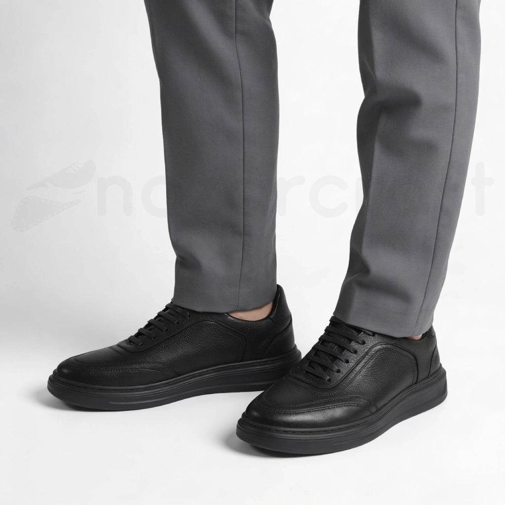 NazarCraft LEGACY Baskets en Cuir Grainé Beige et Noir et Marron Pour Homme