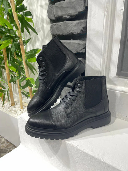 Bottes en Cuir Noir et Semelle EVA