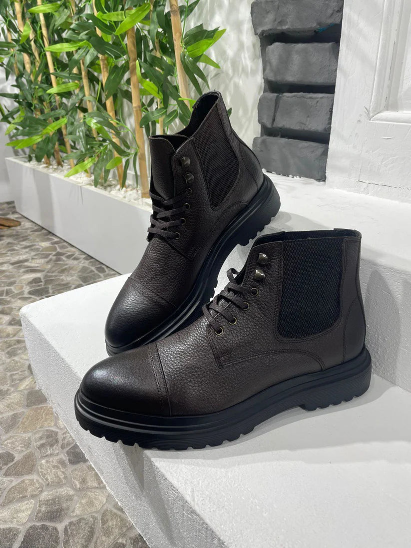 Bottes en Cuir Marron et Semelle EVA