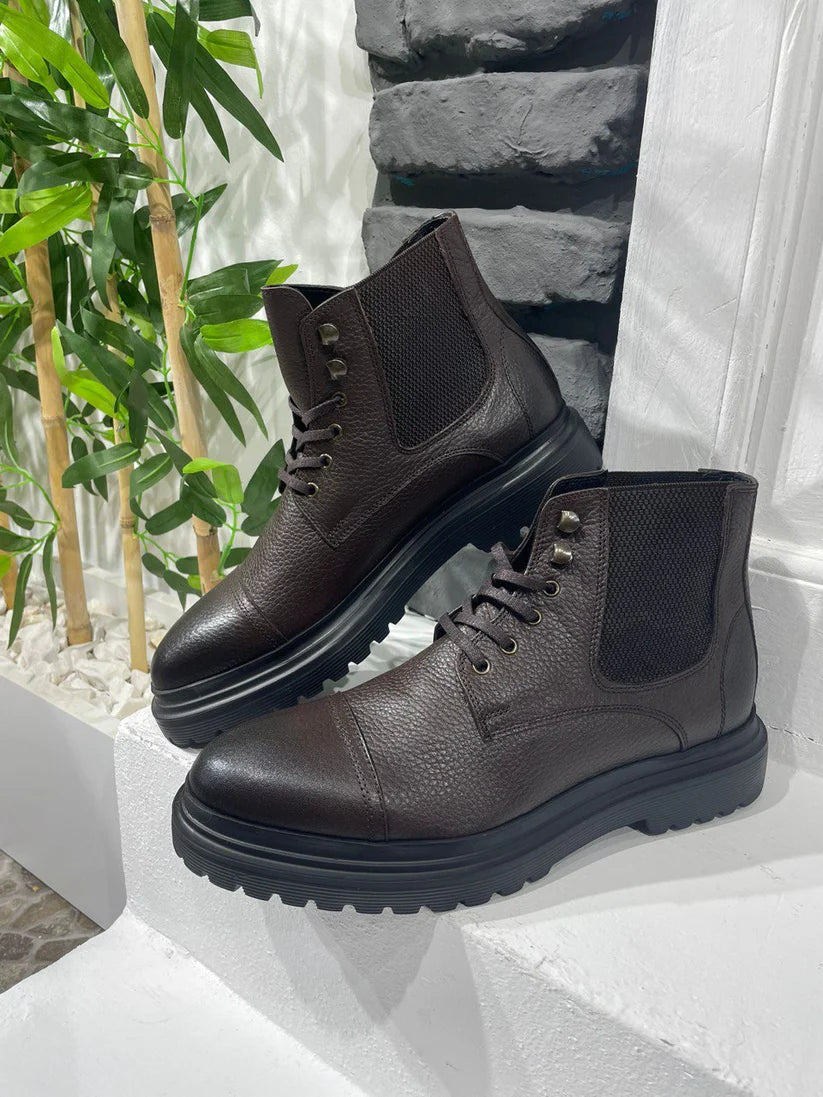 Bottes en Cuir Marron et Semelle EVA