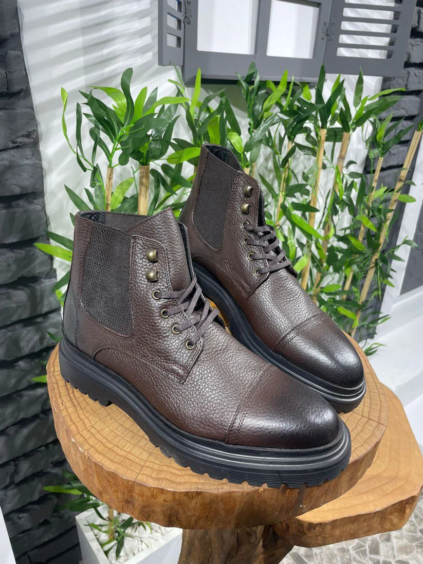 Bottes en Cuir Marron et Semelle EVA