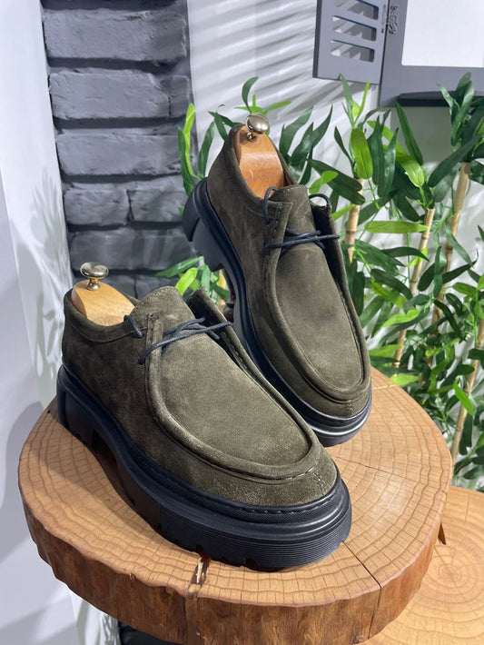 Chunky Derby en Daim Khaki avec Semelle en EVA