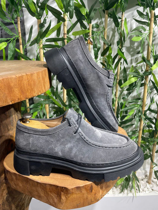 Chunky Derby en Daim Gris avec Semelle en EVA