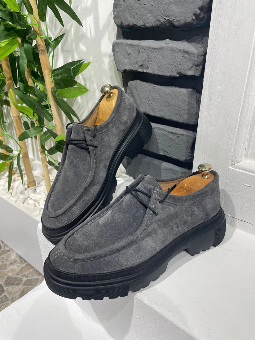 Chunky Derby en Daim Gris avec Semelle en EVA