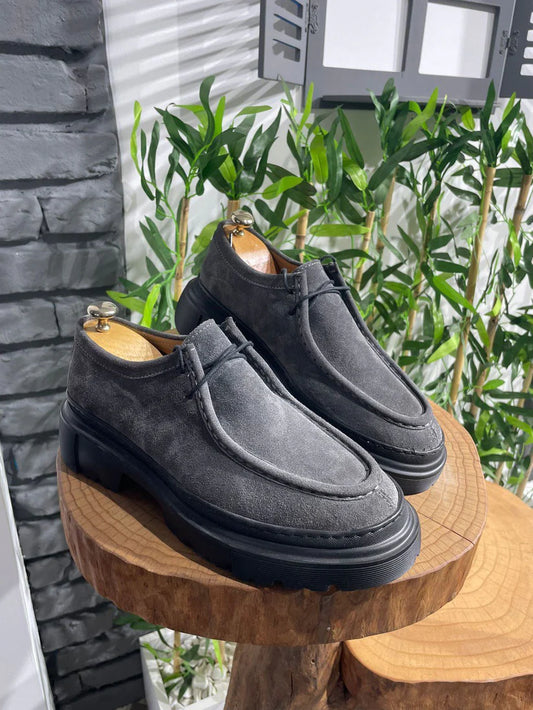 Chunky Derby en Daim Gris avec Semelle en EVA