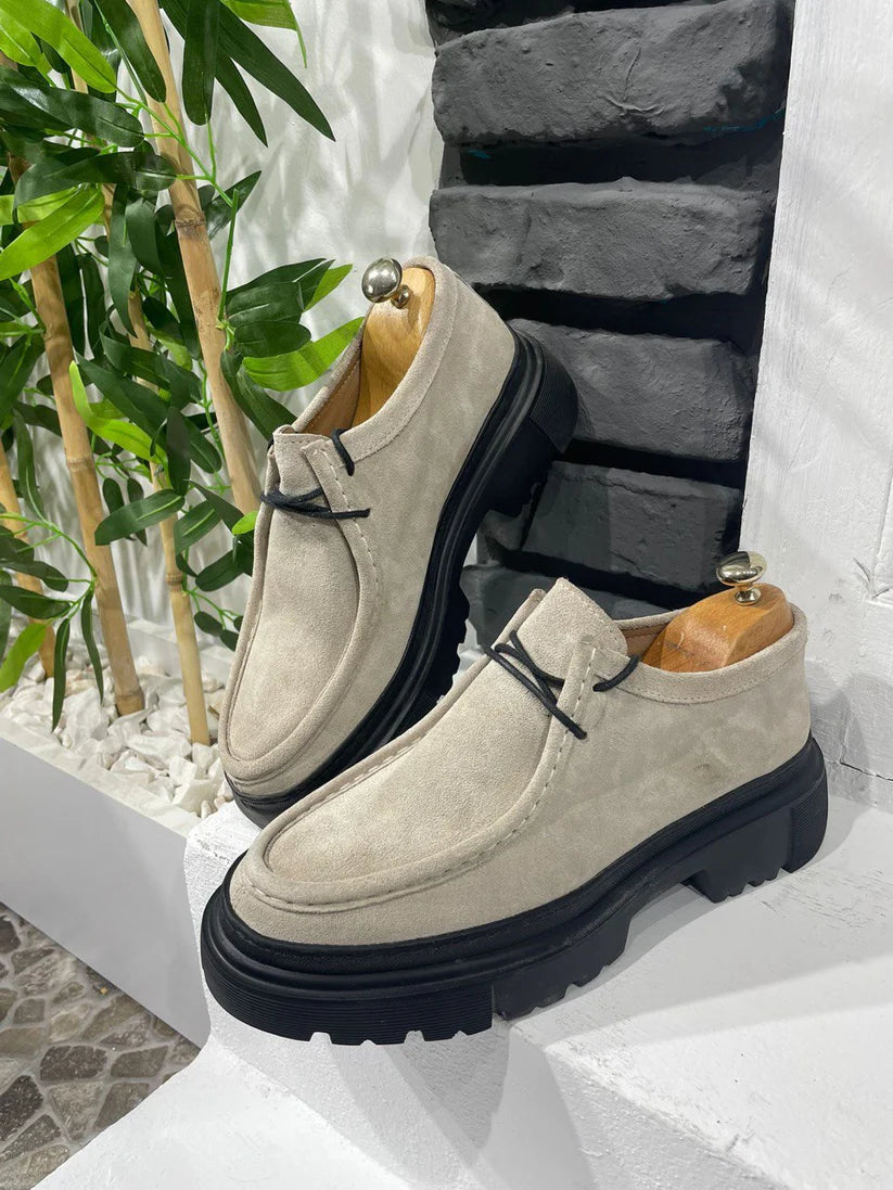Chunky Derby en Daim Beige avec Semelle en EVA