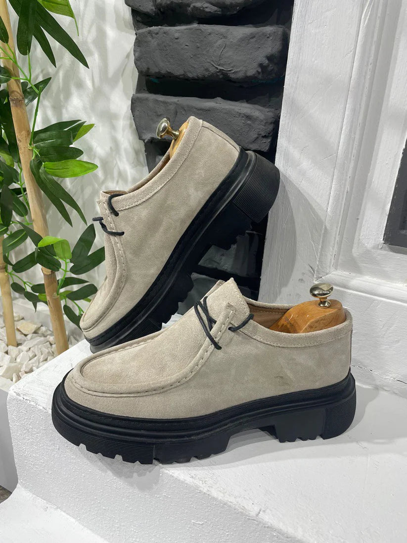 Chunky Derby en Daim Beige avec Semelle en EVA