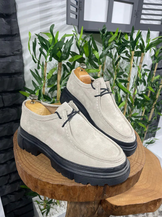 Chunky Derby en Daim Beige avec Semelle en EVA