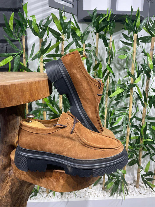 Chunky Derby en Daim Marron avec Semelle en EVA