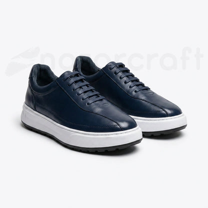 NazarCraft APEX Baskets en Cuir Noir Bleu Nuit et Vert Olive en Semelle Eva pour Homme