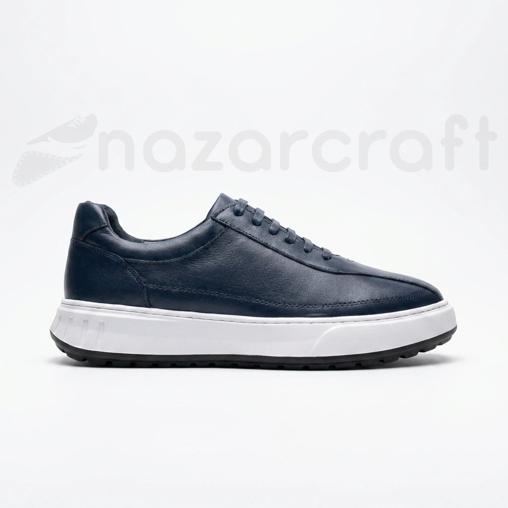 NazarCraft APEX Baskets en Cuir Noir Bleu Nuit et Vert Olive en Semelle Eva pour Homme