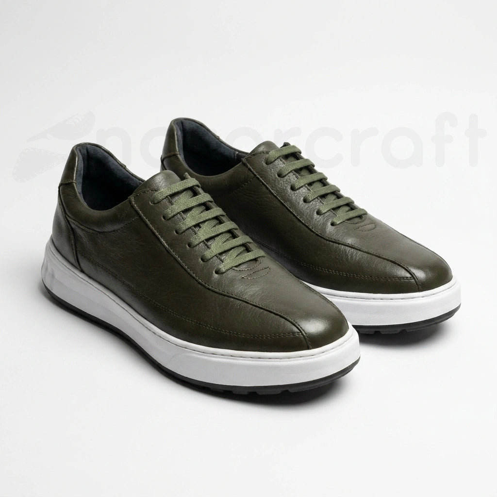 NazarCraft APEX Baskets en Cuir Noir Bleu Nuit et Vert Olive en Semelle Eva pour Homme