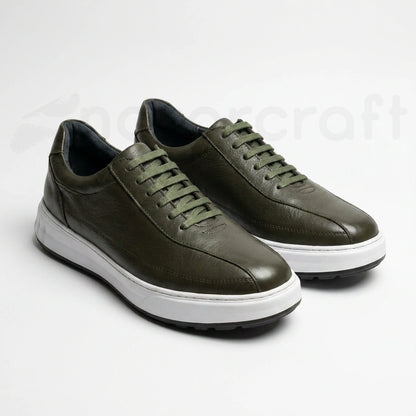 NazarCraft APEX Baskets en Cuir Noir Bleu Nuit et Vert Olive en Semelle Eva pour Homme