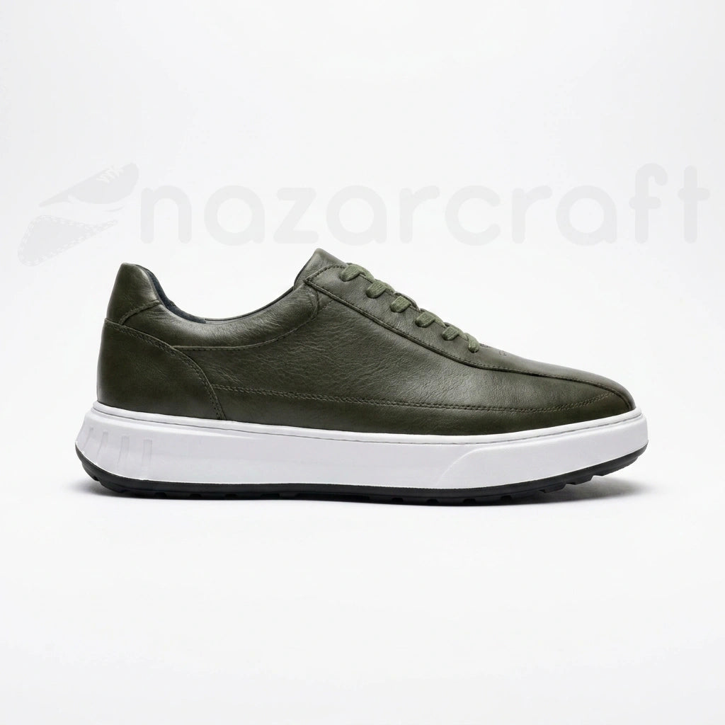 NazarCraft APEX Baskets en Cuir Noir Bleu Nuit et Vert Olive en Semelle Eva pour Homme