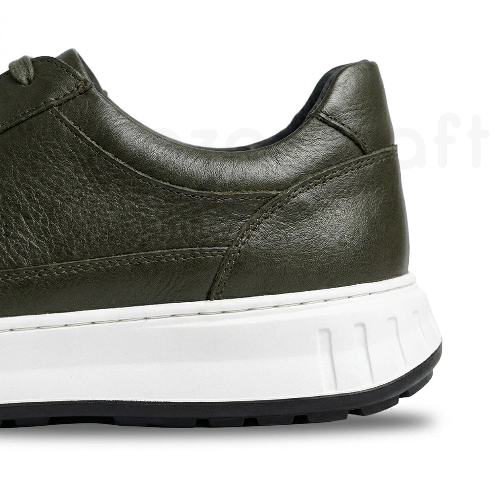 NazarCraft APEX Baskets en Cuir Noir Bleu Nuit et Vert Olive en Semelle Eva pour Homme