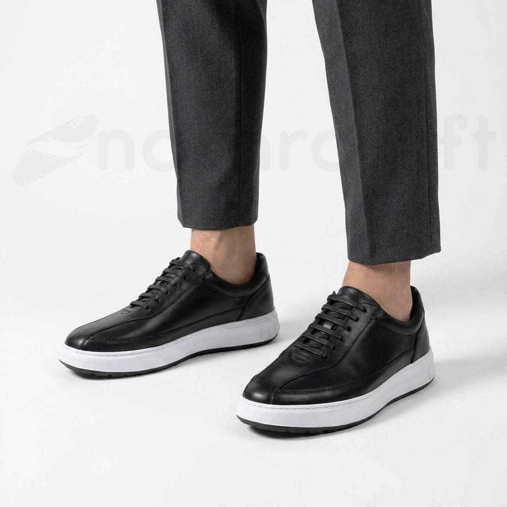 NazarCraft APEX Baskets en Cuir Noir Bleu Nuit et Vert Olive en Semelle Eva pour Homme
