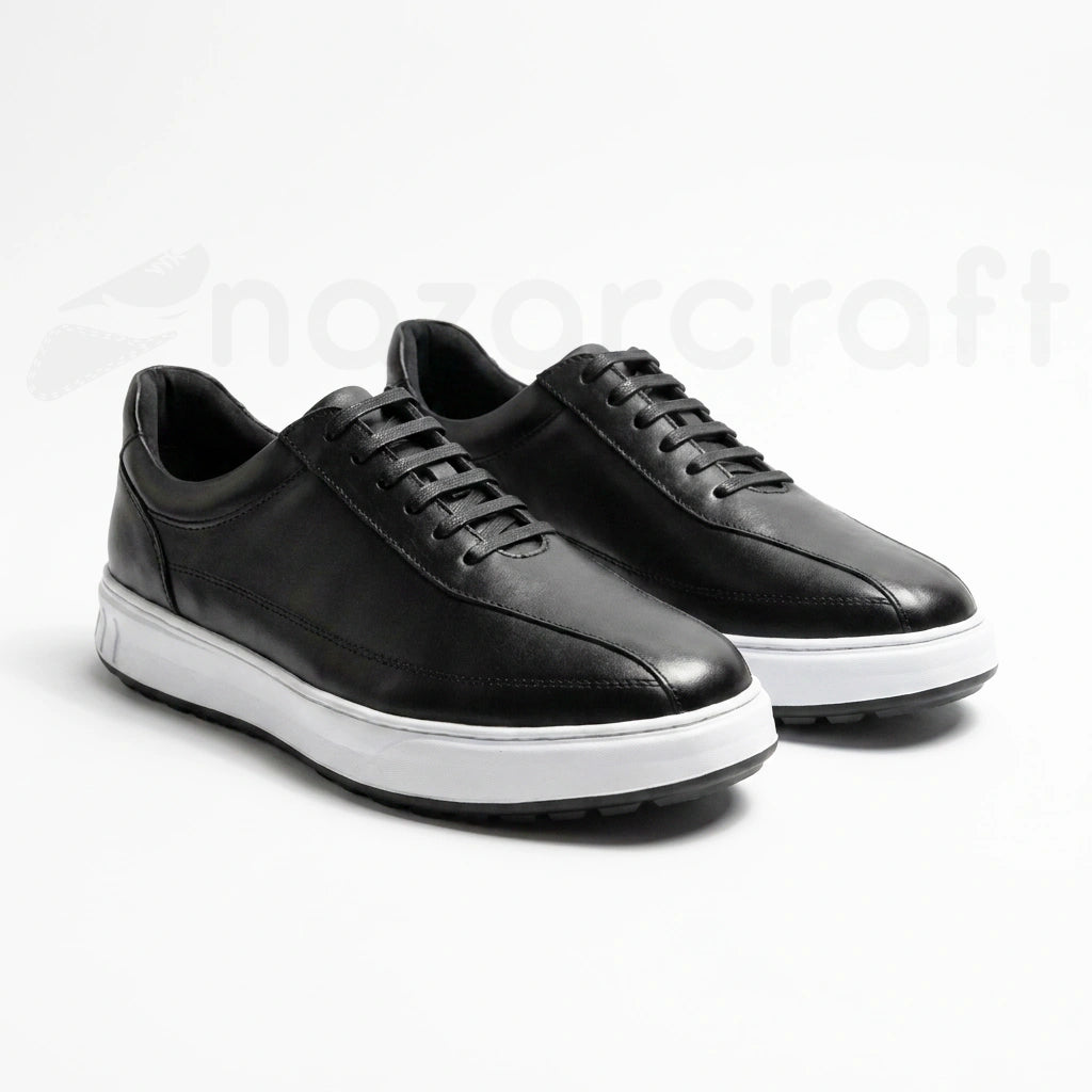 NazarCraft APEX Baskets en Cuir Noir Bleu Nuit et Vert Olive en Semelle Eva pour Homme