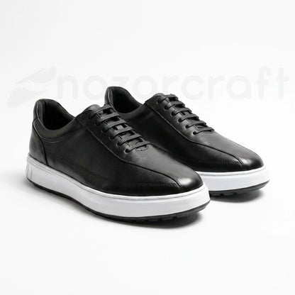 NazarCraft APEX Baskets en Cuir Noir Bleu Nuit et Vert Olive en Semelle Eva pour Homme